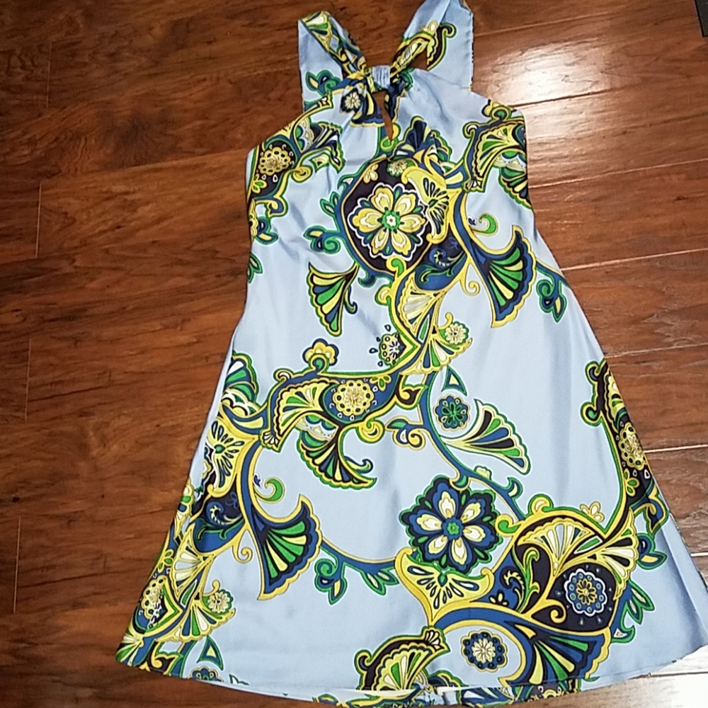 BananaRepublic floral sundress blue yellow dress.6